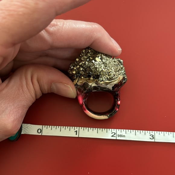 Artistic Chunky Iron Pyrite Fool’s Gold Ring - Picture 3 of 10